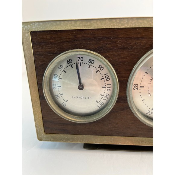 Vintage Airguide Brass Weather Station Mid Century Thermometer Hygrometer WORKS - Picture 2 of 8